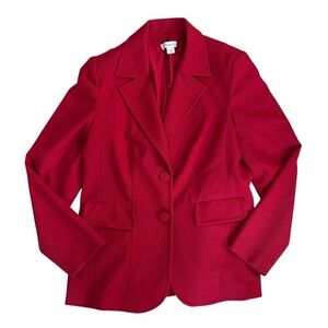 Coldwater Creek Lined Blazer Womens Size 10 Red Jacket Textured Professional